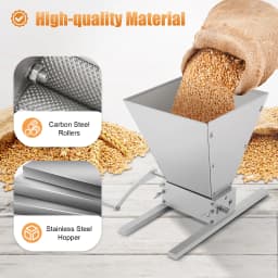 4L Manual Malt Mill Stainless Steel Malt Crusher Heavy Duty Homebrew Grain Crusher Adjustable Barley Grinder