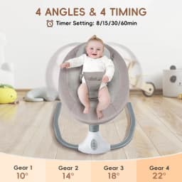 72x 68 x 53 cm Electric Baby Rocker w/ 4 Unique U-shaped Movement Speeds, Bluetooth Swing for Babies from 2 to 12kg, 0-10 Months