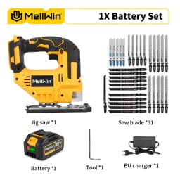 MELLWIN 3500RPM Electric JigSaw 31 With Blade Wireless Curve Saw Multi-function Woodworking Tool For Makita 18V Battery Pin