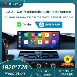 RoadTop 12.3'' Wireless CarPlay Linux Screen For BMW Series 3 5 E60 E61 E90 E91 E92 E93 CCC CIC Android Auto Multimedia Display