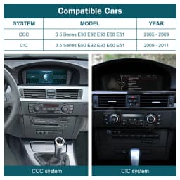 RoadTop 12.3'' Wireless CarPlay Linux Screen For BMW Series 3 5 E60 E61 E90 E91 E92 E93 CCC CIC Android Auto Multimedia Display