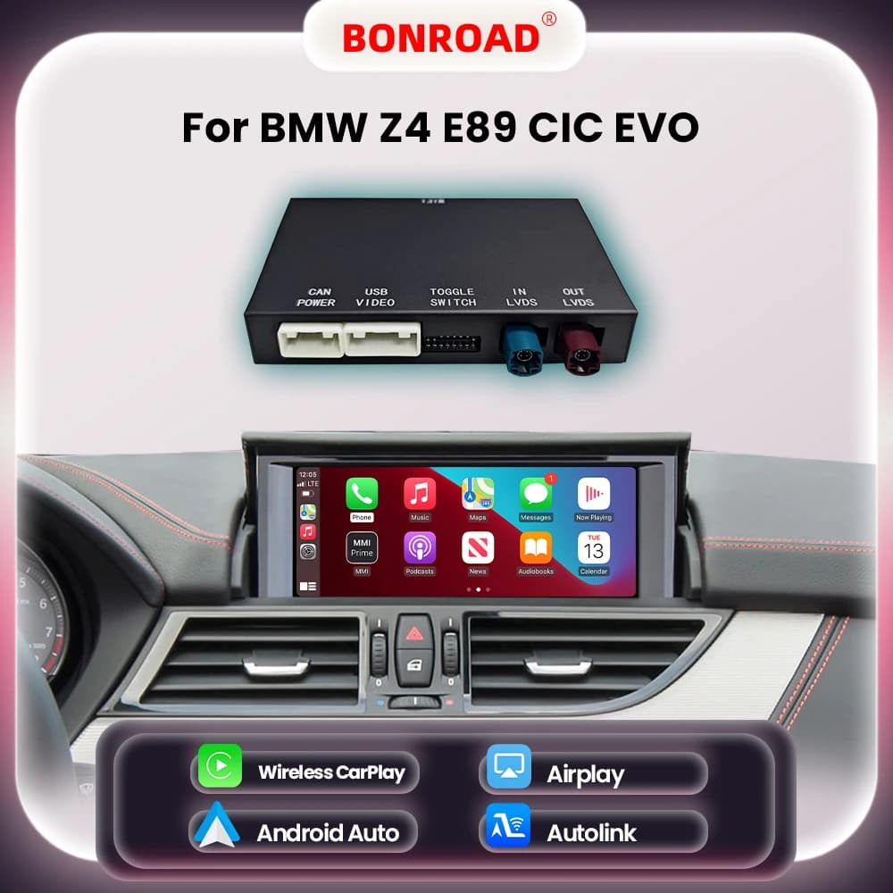Bonroad Wireless Carplay Android Auto Module Adapter for Bmw Z4 E89 Cic Evo System with Bluetooth Airplay Mirror Link Functions