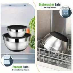 9pcs Mixing Bowl With Lid, Stainless Steel Mixing Bowl With Metal Nesting Bowl And Black Airtight Lid, For Baking/Cooking