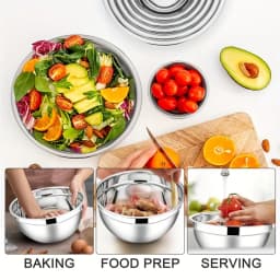 9pcs Mixing Bowl With Lid, Stainless Steel Mixing Bowl With Metal Nesting Bowl And Black Airtight Lid, For Baking/Cooking