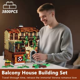 3800PCS Juliet Balcony Building Blocks Medieval European Street View House Model Kit Assembly Brick Puzzle Set for Adults Gifts