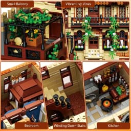 3800PCS Juliet Balcony Building Blocks Medieval European Street View House Model Kit Assembly Brick Puzzle Set for Adults Gifts