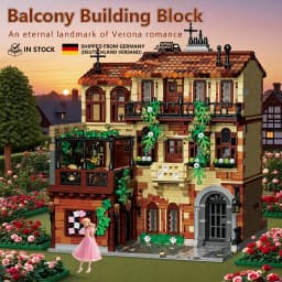 3800PCS Juliet Balcony Building Blocks Medieval European Street View House Model Kit Assembly Brick Puzzle Set for Adults Gifts