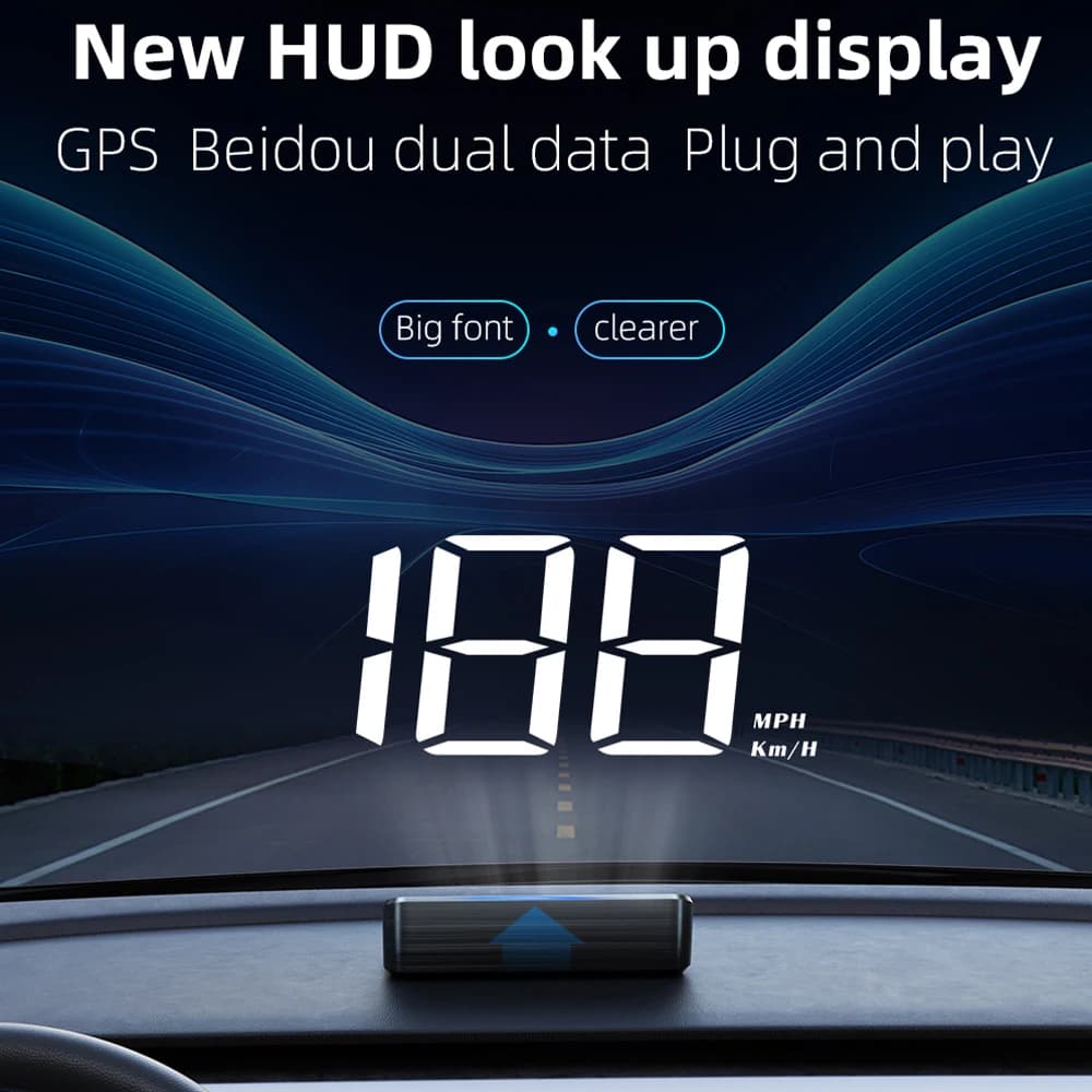 M2 HUD Head Up Display Universal Car GPS LED Digital Speedometer Projection On Glass Car Speed Meter Windshield Head-up Display