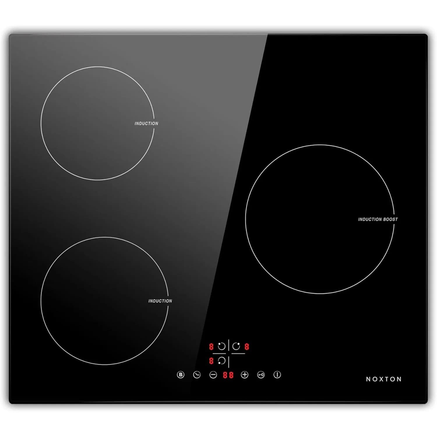 NOXTON Induction Hob 3-Burner, 60cm Built in Induction Hob, Electric Hob with Touch Control, Timer, Safety Lock, 5200Watts, wi