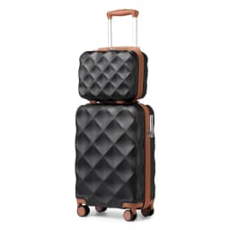 British Traveler 2 Piece Luggage Set | Cabin Case with TSA Lock & Toilet bag | 4 Double Rollers | 31 + 54 cm