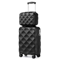 British Traveler 2 Piece Luggage Set | Cabin Case with TSA Lock & Toilet bag | 4 Double Rollers | 31 + 54 cm