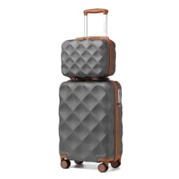 British Traveler 2 Piece Luggage Set | Cabin Case with TSA Lock & Toilet bag | 4 Double Rollers | 31 + 54 cm