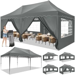 3x6m Folding Gazebo Waterproof Party Tent Anti-UV 50+ Pop Up Garden Gazebo With 6 Sidewall 4 Sandbag For Wedding Market Marquee
