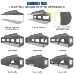3x6m Folding Gazebo Waterproof Party Tent Anti-UV 50+ Pop Up Garden Gazebo With 6 Sidewall 4 Sandbag For Wedding Market Marquee