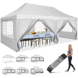 3x6m Folding Gazebo Waterproof Party Tent Anti-UV 50+ Pop Up Garden Gazebo With 6 Sidewall 4 Sandbag For Wedding Market Marquee
