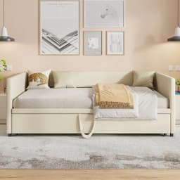 Rosahqnda Pull-Out Sofa Bed 90-180x200 cm Extension Frame Multifunctional Bed Suitable for Living Room Bedroom Grey Beige
