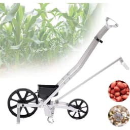 Garden Seeder Manual Garden Push Seeder Row Seed Planter Walk-Behind Row Crop Planter for Seeding Sweet Corn/Leek/Radish/Carrot