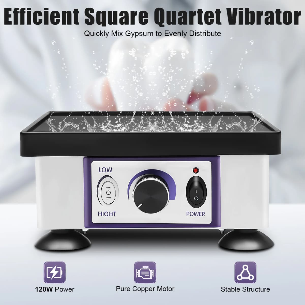 120W Dental Oszillator Dental Square Quartet Vibrator Lab Vibrator Equipment Plaster Models Making Tool for Dentists Craftsmen