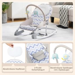 2-in-1 Folding Baby Rocker, Portable Baby Swing with 3-Level Adjustable Backrest & Removable Play Arch, with Safety Belt