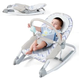 2-in-1 Folding Baby Rocker, Portable Baby Swing with 3-Level Adjustable Backrest & Removable Play Arch, with Safety Belt