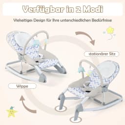 2-in-1 Folding Baby Rocker, Portable Baby Swing with 3-Level Adjustable Backrest & Removable Play Arch, with Safety Belt