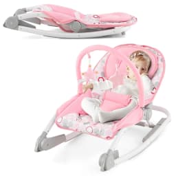 2-in-1 Folding Baby Rocker, Portable Baby Swing with 3-Level Adjustable Backrest & Removable Play Arch, with Safety Belt