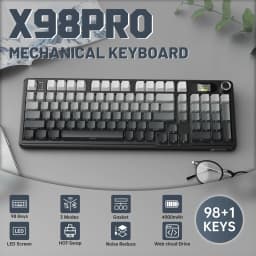 ATTACK SHARK X98PRO Tri-mode Gasket Mechanical Keyboard with TFT Screen & Knob, 99Keys Layout, 5-Layer Foams, Hot-Swap, RGB