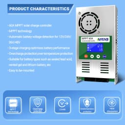 MPPT 60A Solar Charge Controller 12V 24V 36V 48V Auto Solar Panel Regulator Charging Controller With LCD Max PV 150VDC Lifepo4