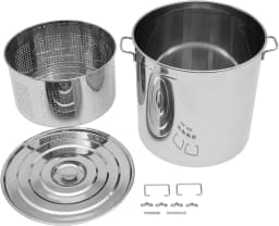 100L Suppentopf mit Deckel und Korb, Edelstahl Suppentopf, Kochtopf mit Korb