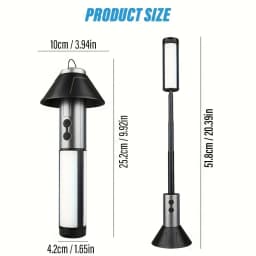 Portable LED Camping Lantern Telescopic Tripod Light 3 Panels Adjustable Brightness USB Rechargeable Outdoor Tent Light with Hanging Hook for Camping Hiking Emergency