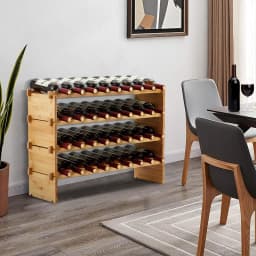 Bottles Stackable Modular Wine Rack, Tier Wooden Wine Storage Rack, Bamboo Wine Display Shelves, Wobble-Free Wine Holder