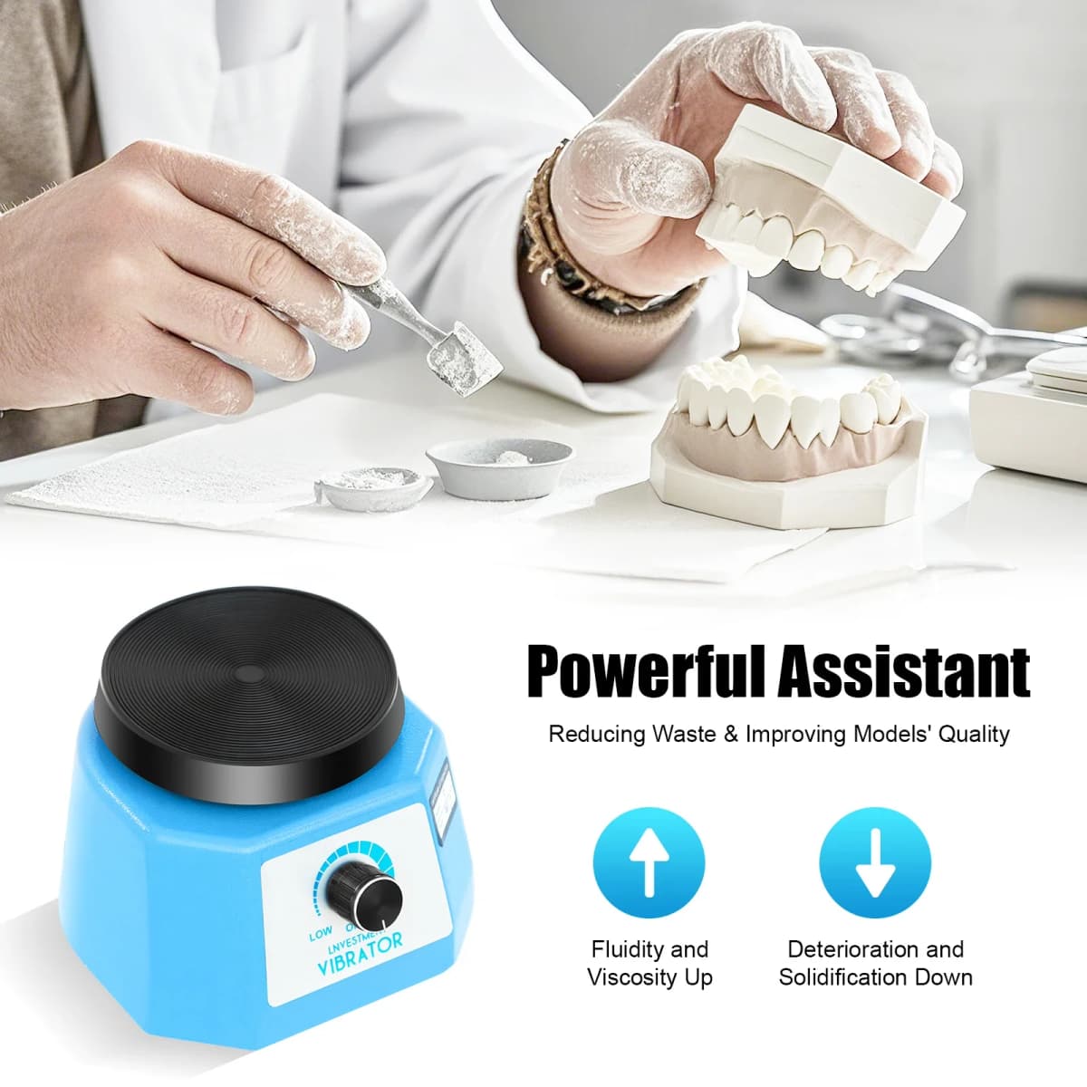 Dental Oscillator, 220V 100W Round Dental Plaster Vibrator, Dental Vibrator, Blue Dental Technology Plaster Vibrator