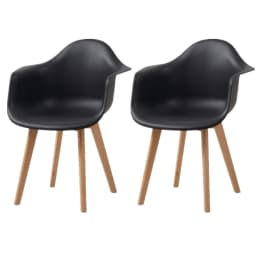 A Set of 2 Dining Chair Armchair Minimalist Retro Modern Plastic Beech Legs for Dining Room Kitchen Living Room