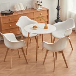 A Set of 2 Dining Chair Armchair Minimalist Retro Modern Plastic Beech Legs for Dining Room Kitchen Living Room