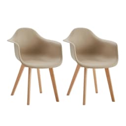 A Set of 2 Dining Chair Armchair Minimalist Retro Modern Plastic Beech Legs for Dining Room Kitchen Living Room