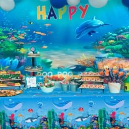 Under The Sea Tablecloth, 3 Pcs Sea Animal Table Cloth Set - Underwater Creatures Tablecloth, Under The Sea Party Tablecloth