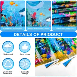 Under The Sea Tablecloth, 3 Pcs Sea Animal Table Cloth Set - Underwater Creatures Tablecloth, Under The Sea Party Tablecloth