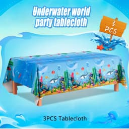 Under The Sea Tablecloth, 3 Pcs Sea Animal Table Cloth Set - Underwater Creatures Tablecloth, Under The Sea Party Tablecloth