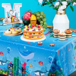 Under The Sea Tablecloth, 3 Pcs Sea Animal Table Cloth Set - Underwater Creatures Tablecloth, Under The Sea Party Tablecloth
