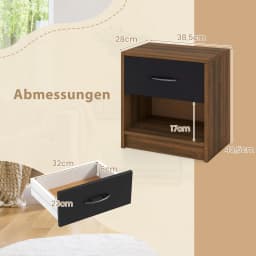 Bedside table with drawer, Small side table table with open compartment, sofa table, night chest of drawers, night console for bedroom