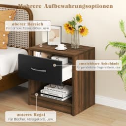 Bedside table with drawer, Small side table table with open compartment, sofa table, night chest of drawers, night console for bedroom