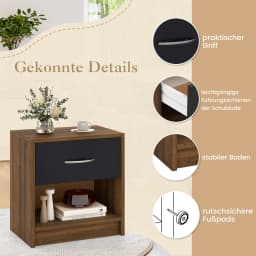 Bedside table with drawer, Small side table table with open compartment, sofa table, night chest of drawers, night console for bedroom