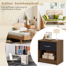 Bedside table with drawer, Small side table table with open compartment, sofa table, night chest of drawers, night console for bedroom