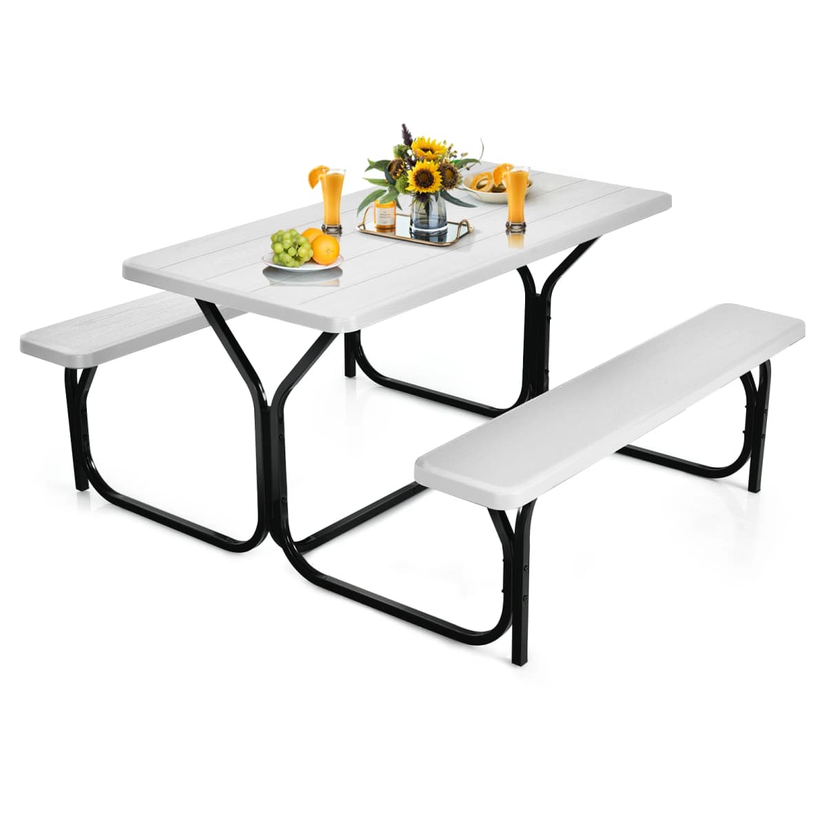 Beer tent set picnic table & 2 benches with metal frame camping table set marquee set for terrace garden pool
