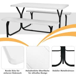 Beer tent set picnic table & 2 benches with metal frame camping table set marquee set for terrace garden pool