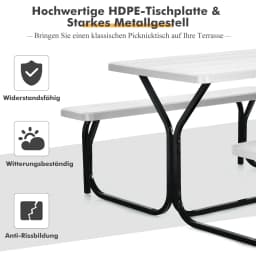 Beer tent set picnic table & 2 benches with metal frame camping table set marquee set for terrace garden pool