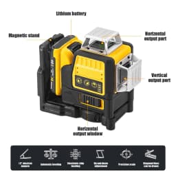 3D 12 Lines Laser Level 360 Vertical Degree 12V Lithium Battery Tool Horizontal Green Light Level Meter Outdoor