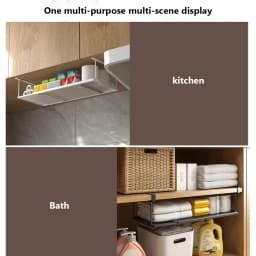 Hanging Basket Home Large Capacity Hanging Extendable Under The Cabinet Storage Shelves Spice Dishes Storage Kitchen Organizer