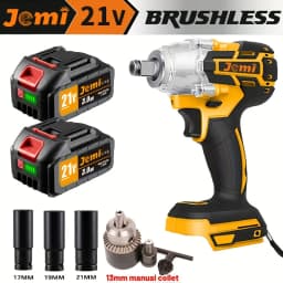 Jemi Tool Cordless Impact Wrench -1/2' Brushless Impact Gun, Max Torque 512N.m, Portable (Sleeve and Drill Converter Optional)
