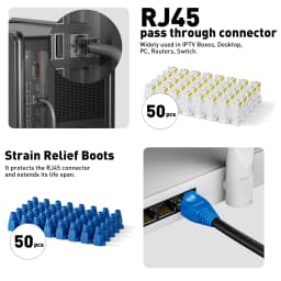 ZoeRax 8 in 1 RJ45 Cat6 Cat5e Crimp Tool Kit,Crimper tool,Cable Tester,Wire Cutter,Blades,50Pcs Cat6 Connectors and Boots